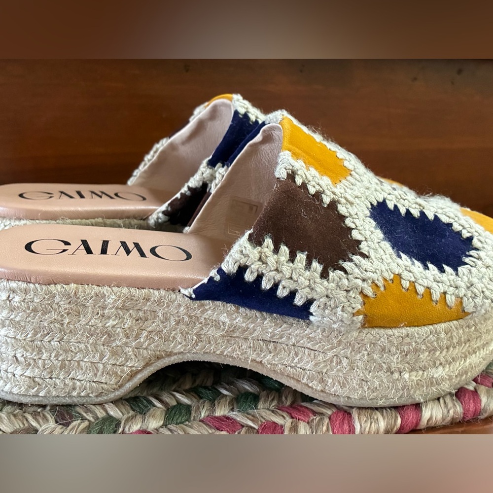 Gaimo Patchwork Suede Espadrille Clogs Women’s size EU37 US6.5 Made in Spain - Picture 5 of 16
